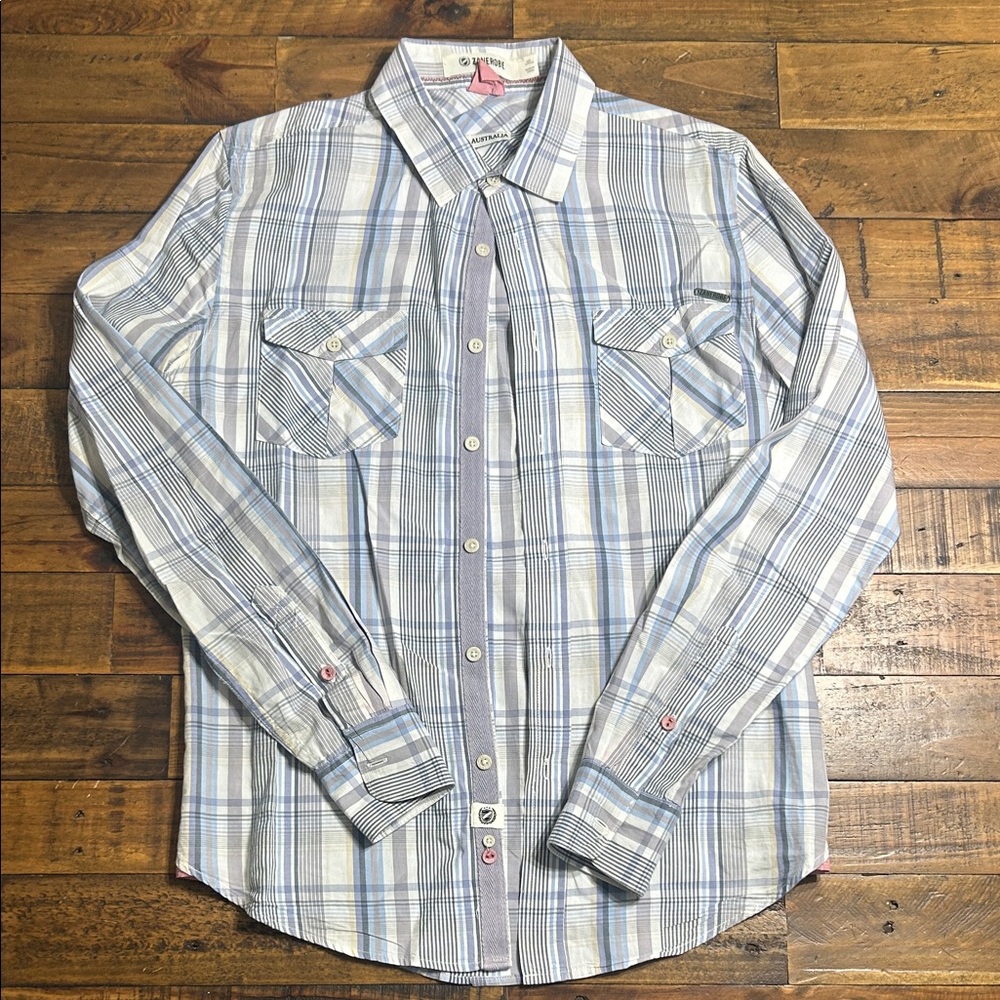Zanerobe Light Blue and White Plaid Dress Shirt